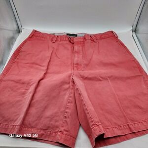 Orvis Men`s Red Cotton Pleated Shorts Size 36